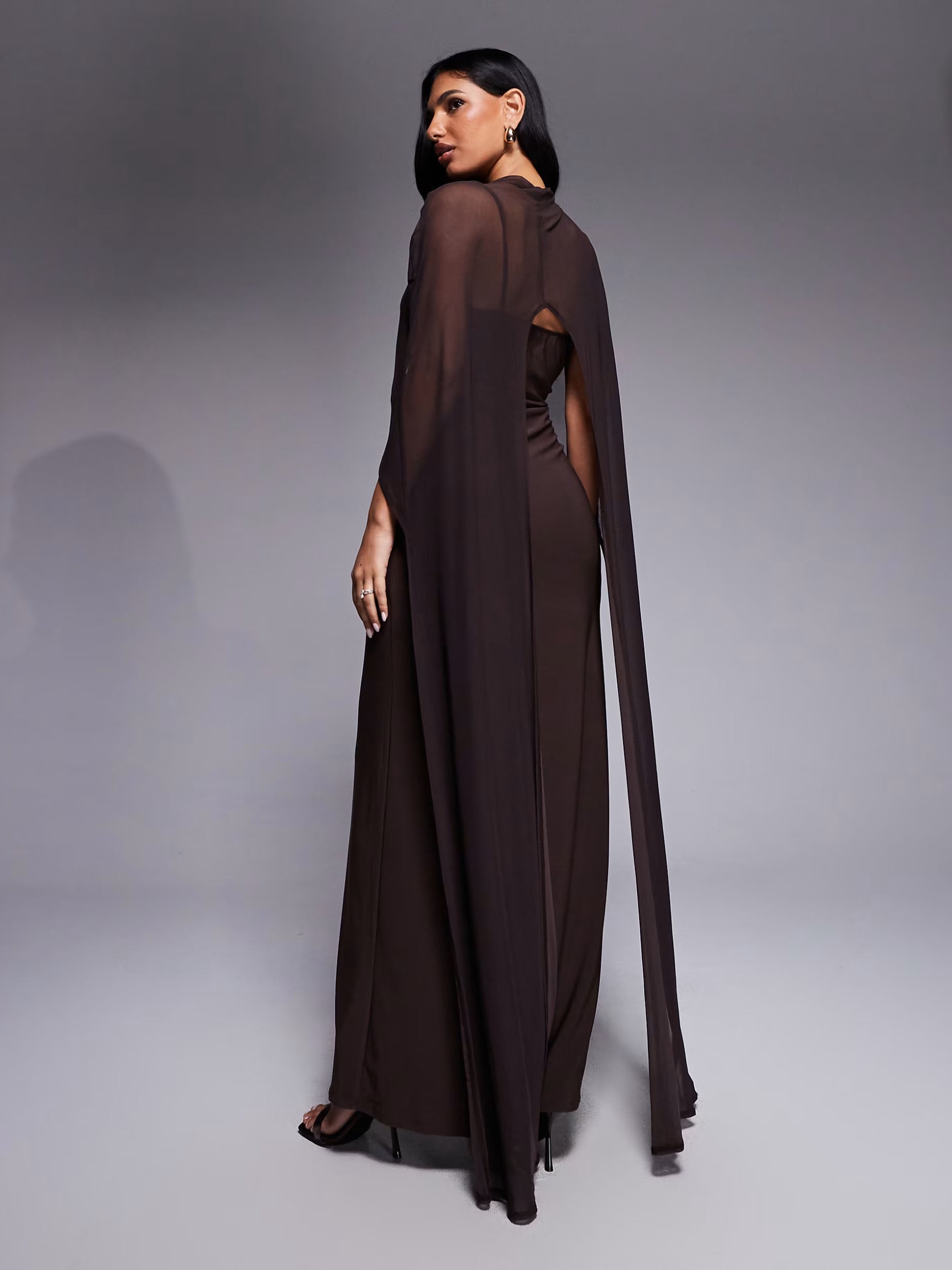 Exaggerated Cape Maxi Dress