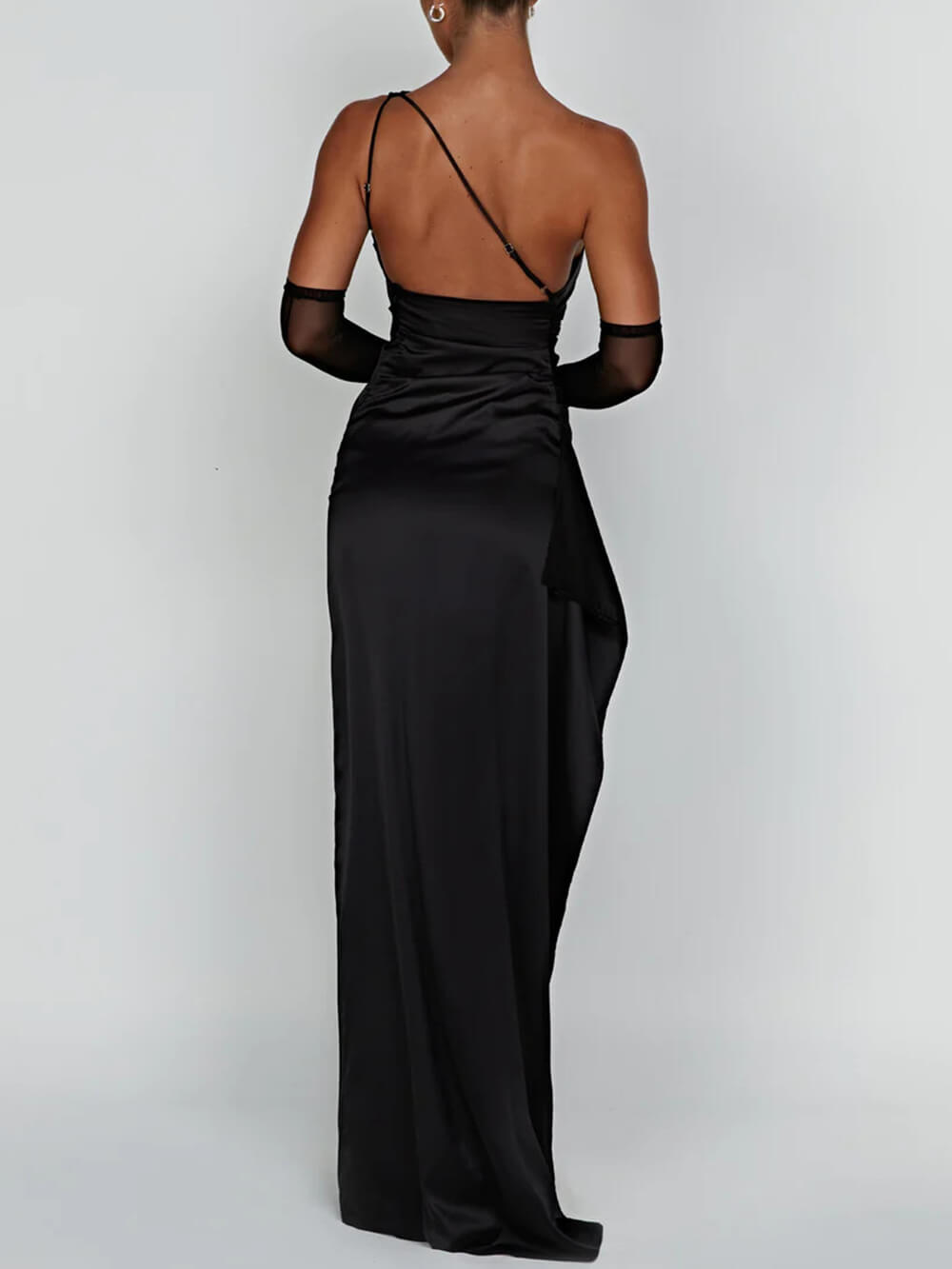 Satin-Maxikleid mit Schlitz