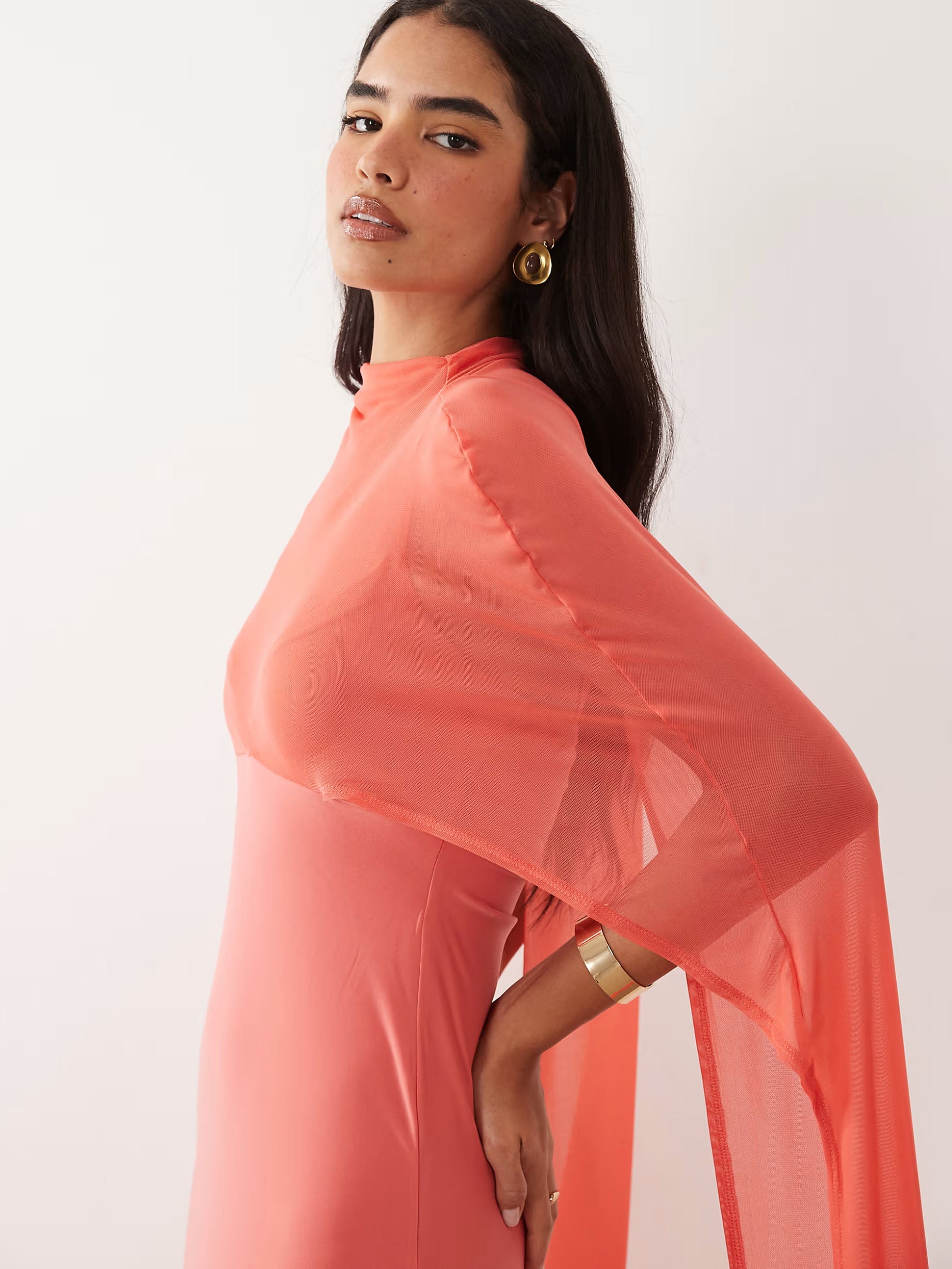 Exaggerated Cape Maxi Dress