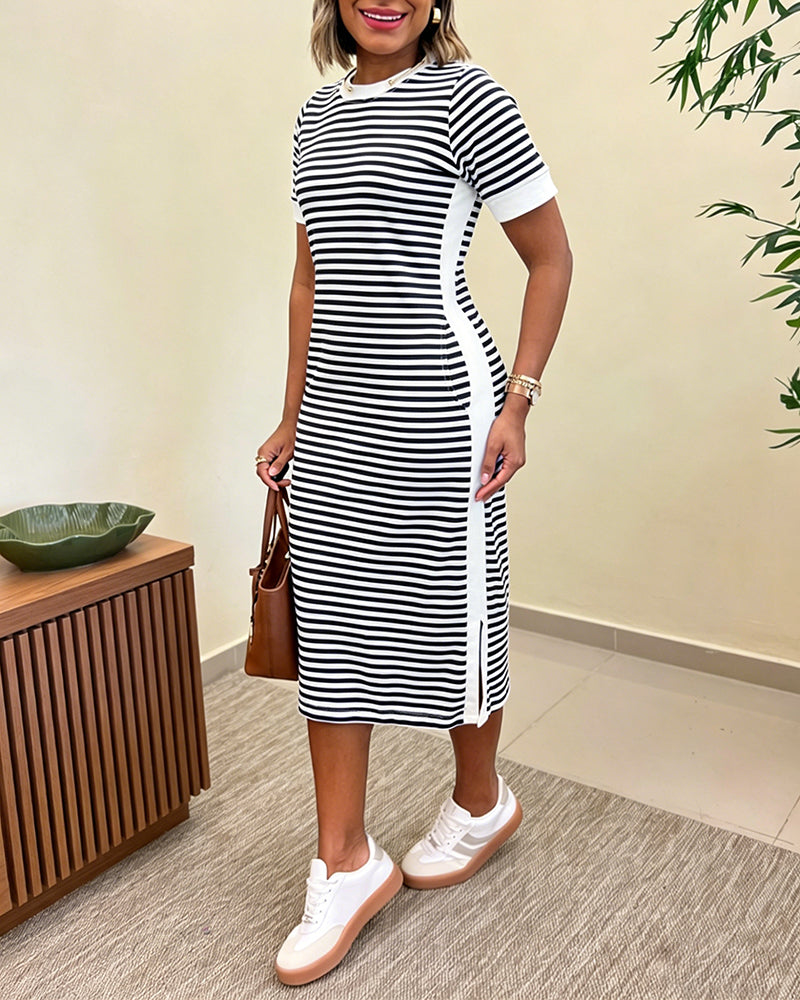 Riviera Striped Midi T-Shirt Dress