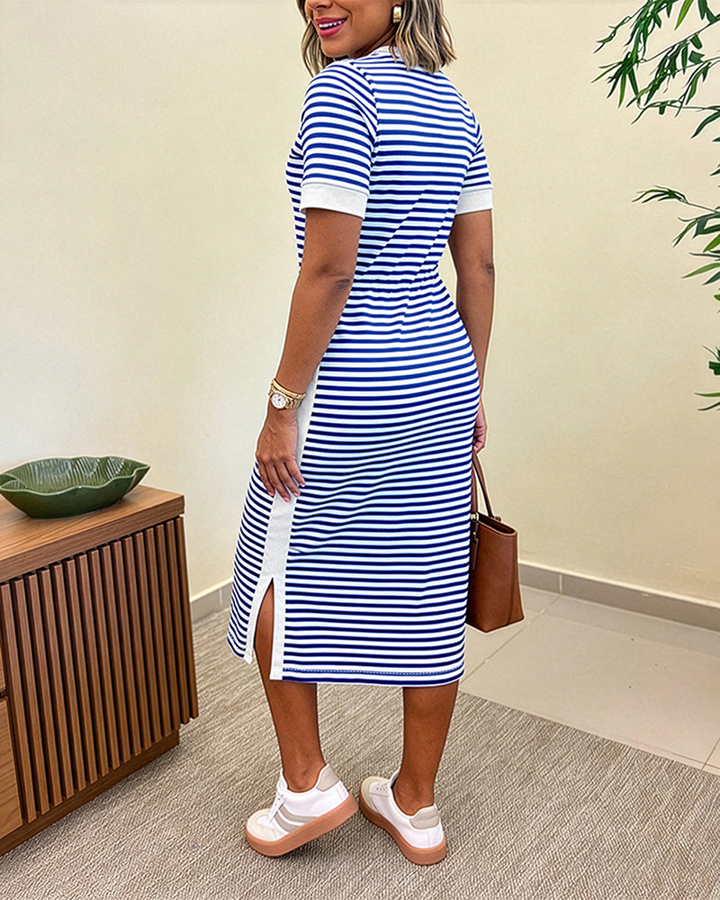 Riviera Striped Midi T-Shirt Dress