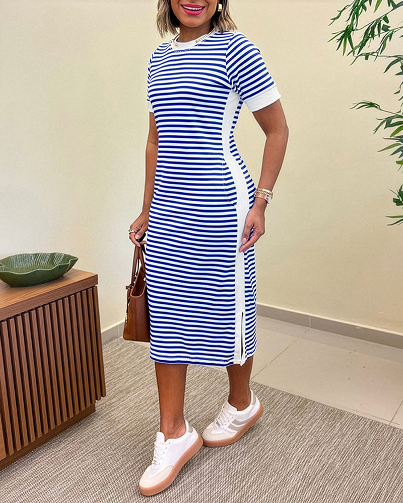Riviera Striped Midi T-Shirt Dress