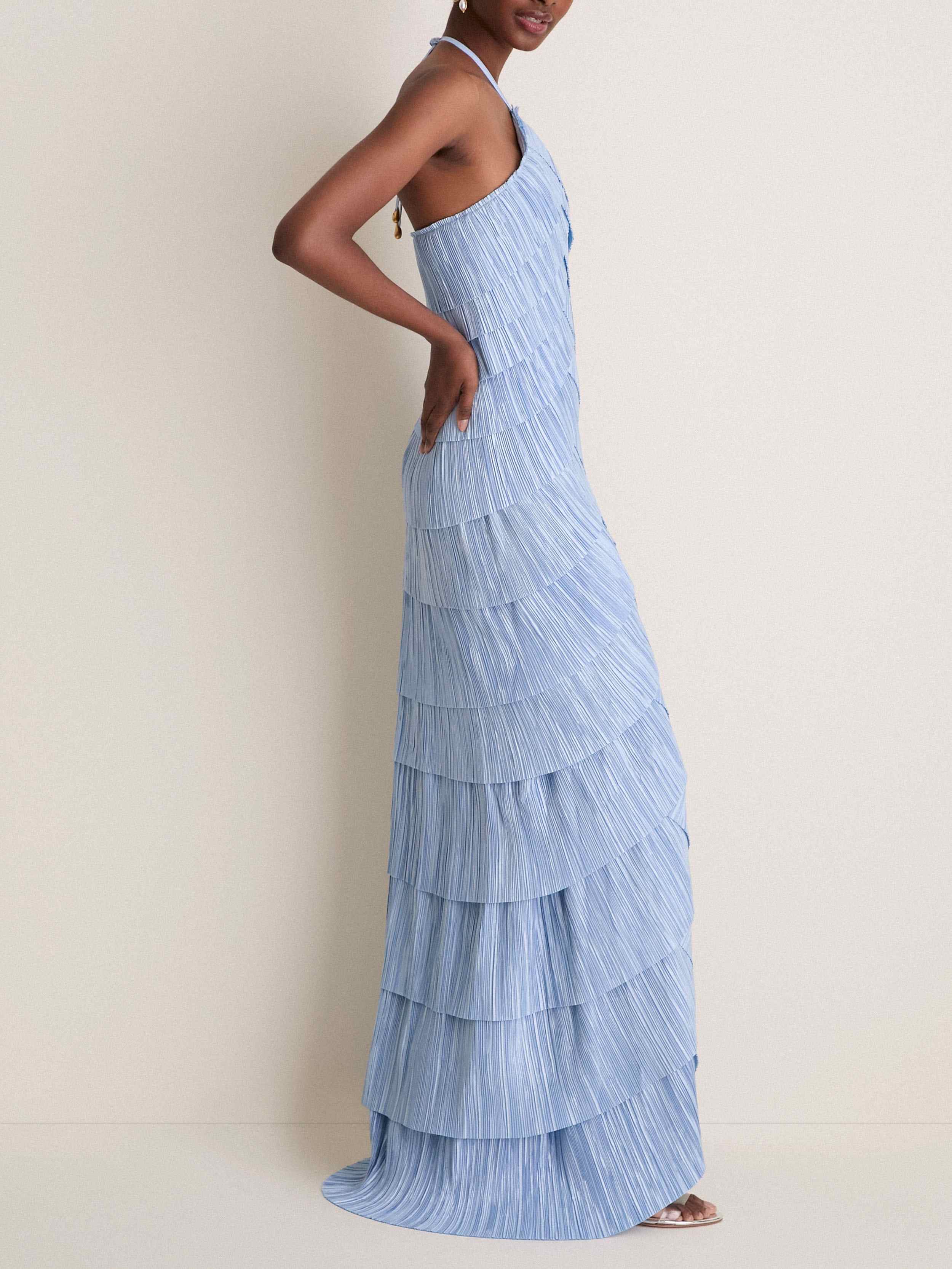 Coastal Marsla Layered Plissé Maxi Dress
