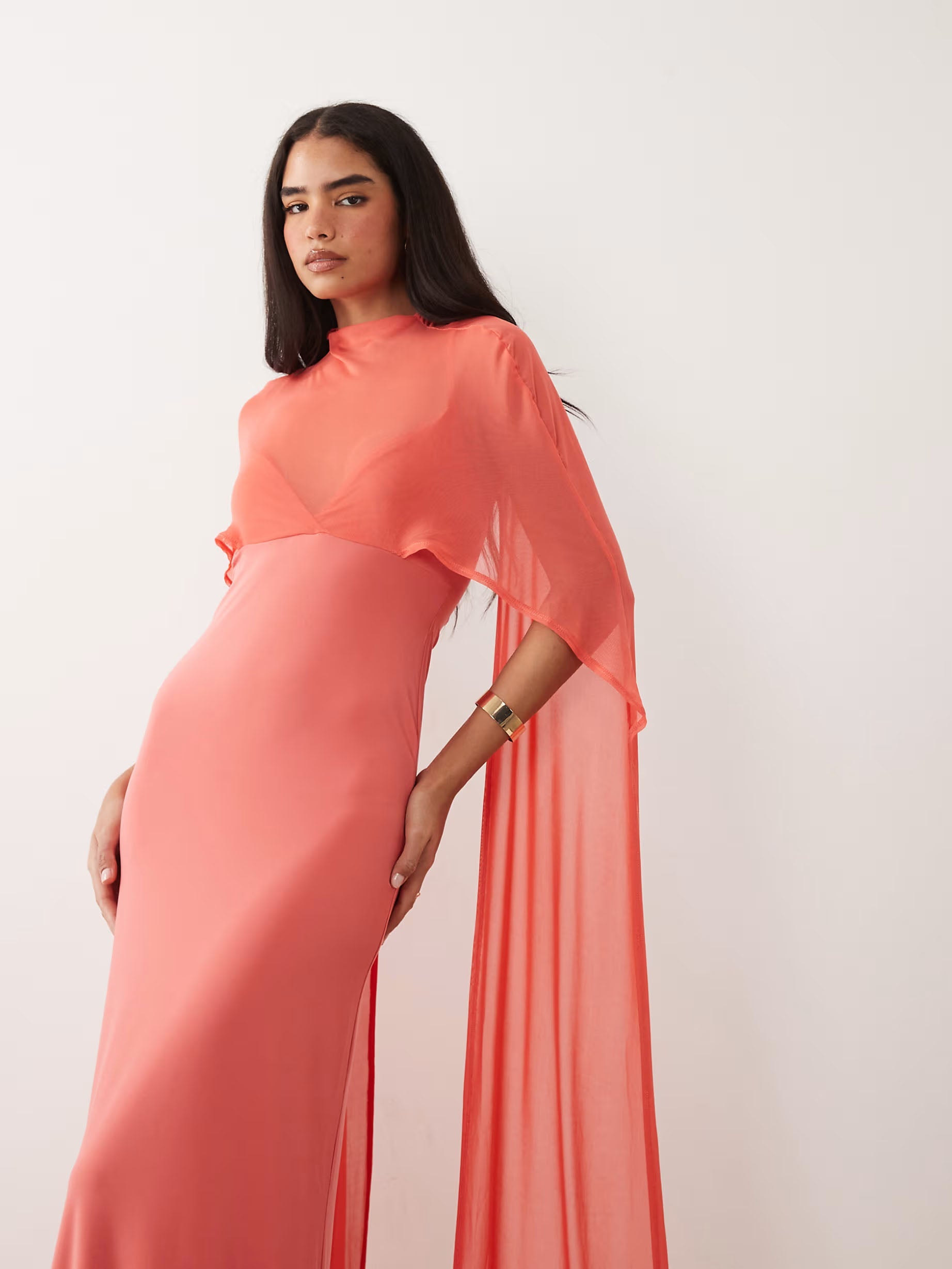 Exaggerated Cape Maxi Dress