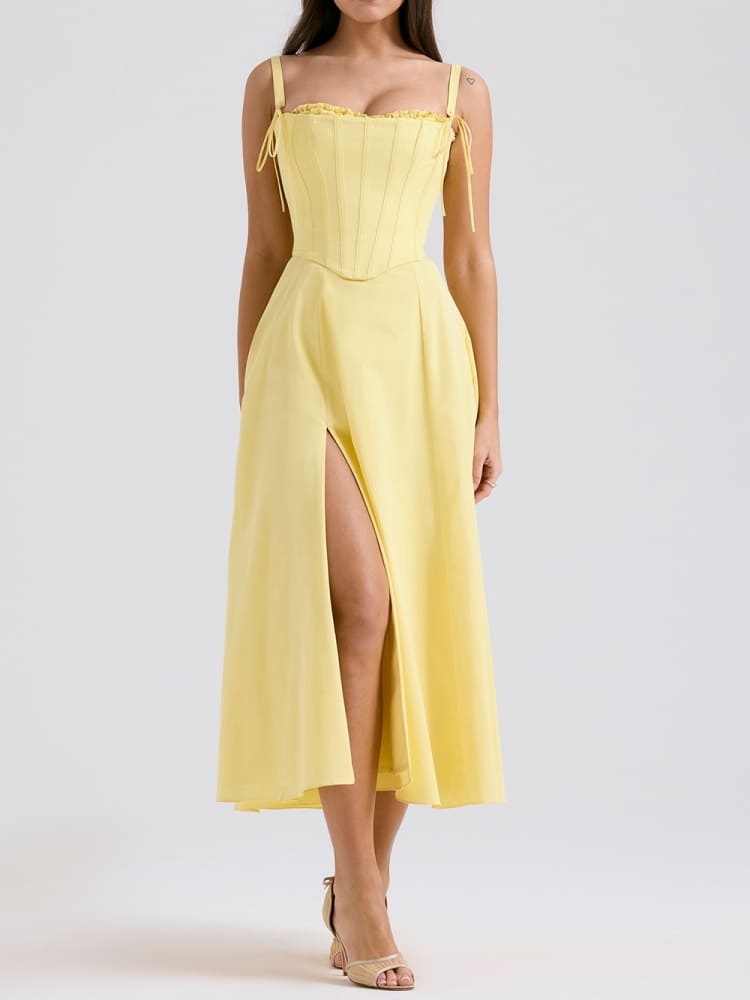 Sonnenschein-Baumwoll-Midikleid