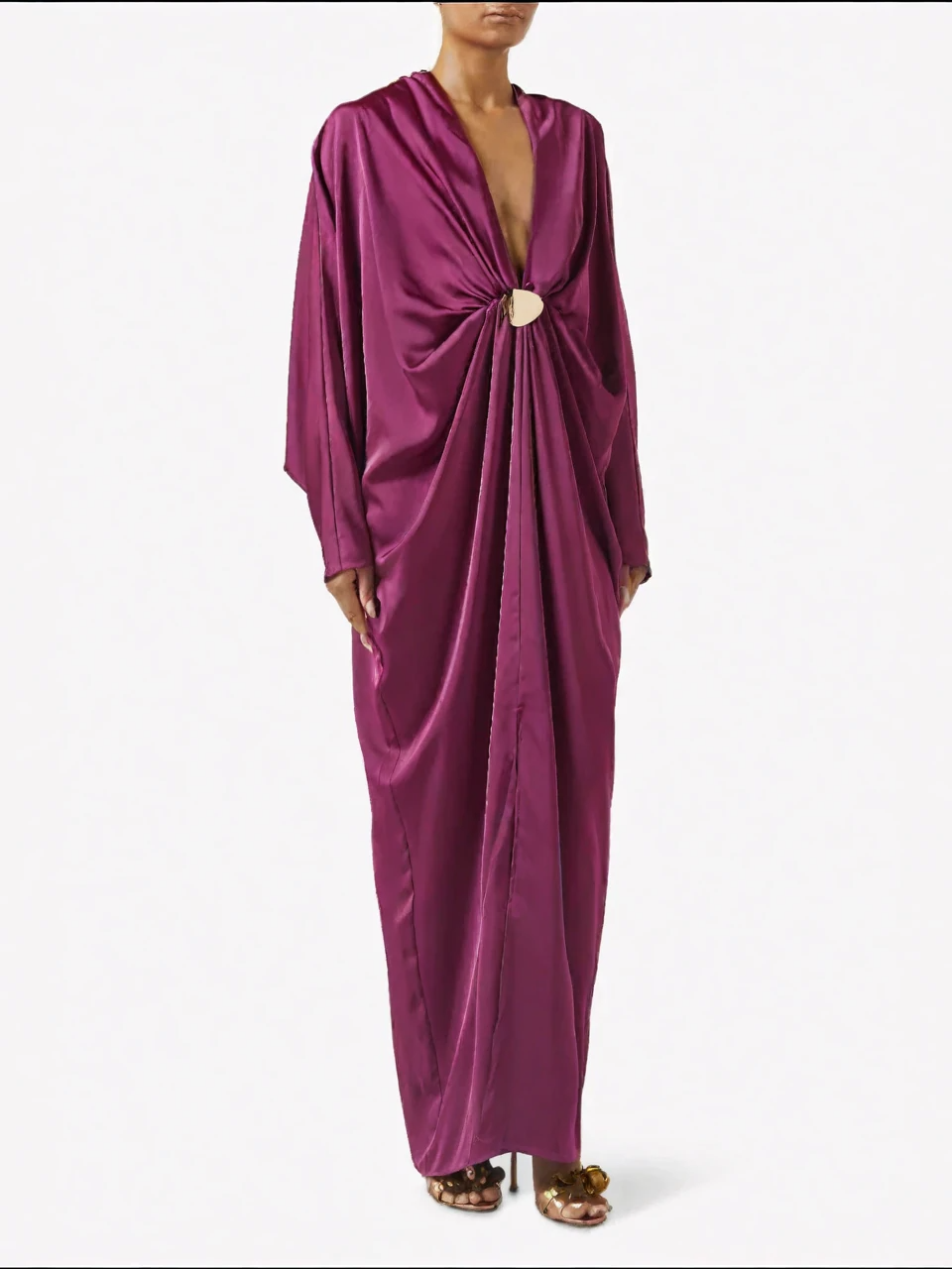Magenta Satin Maxikleid aus Satin