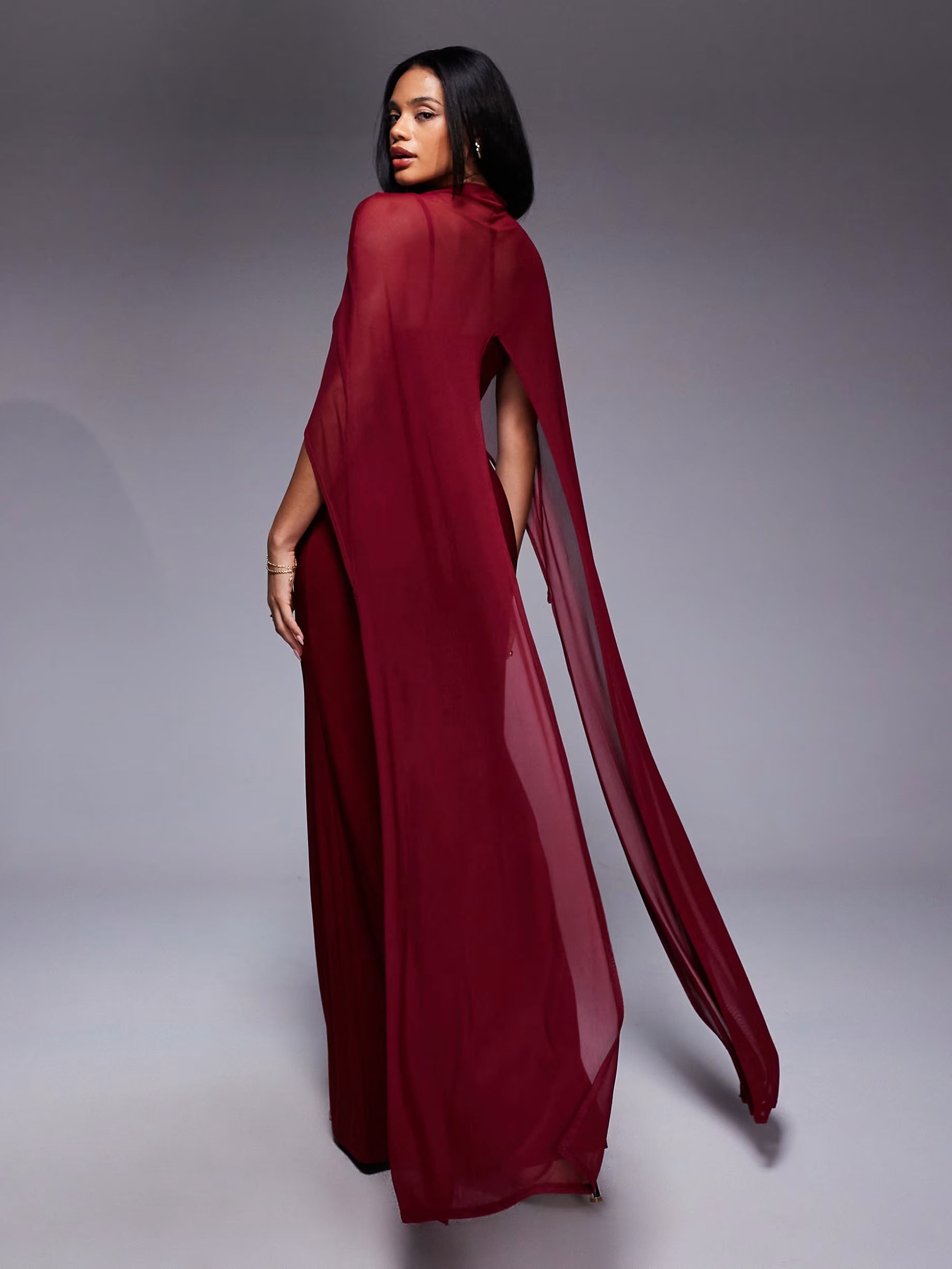Exaggerated Cape Maxi Dress