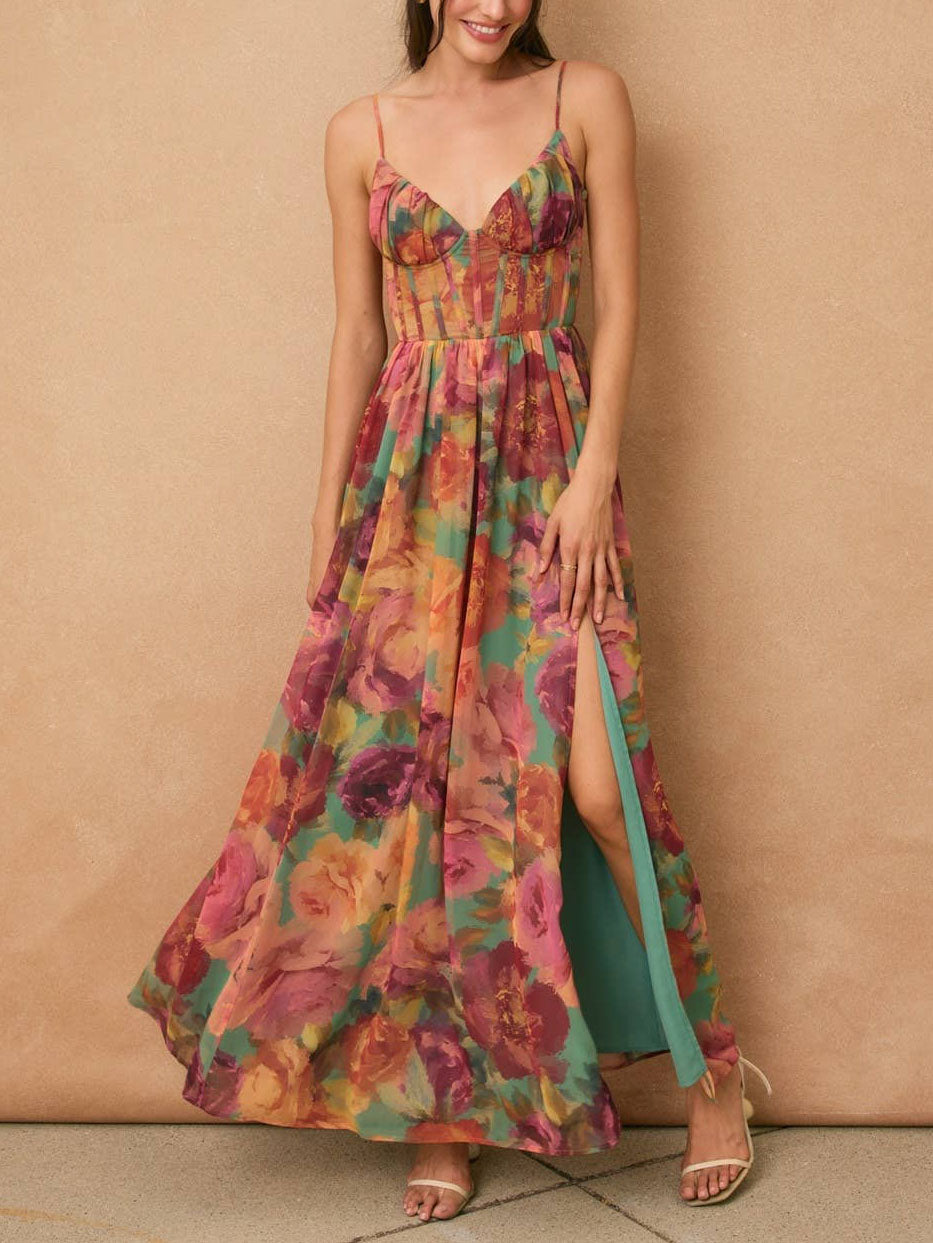Flower Garden Corset Maxi Dress