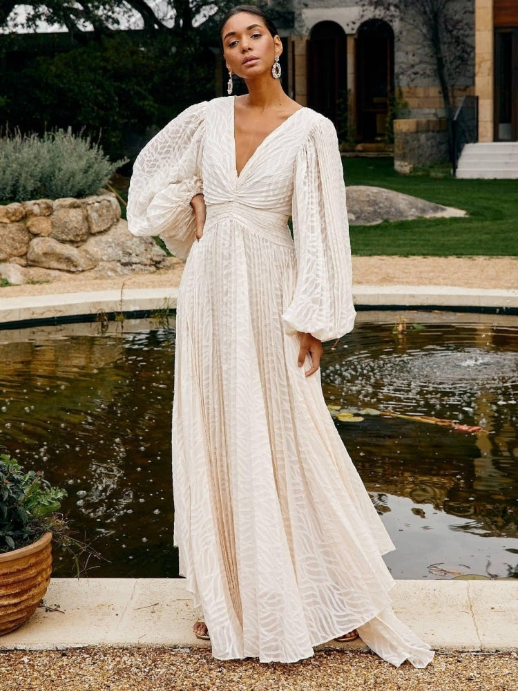 Allegory Elsa cremefarbenes Maxikleid