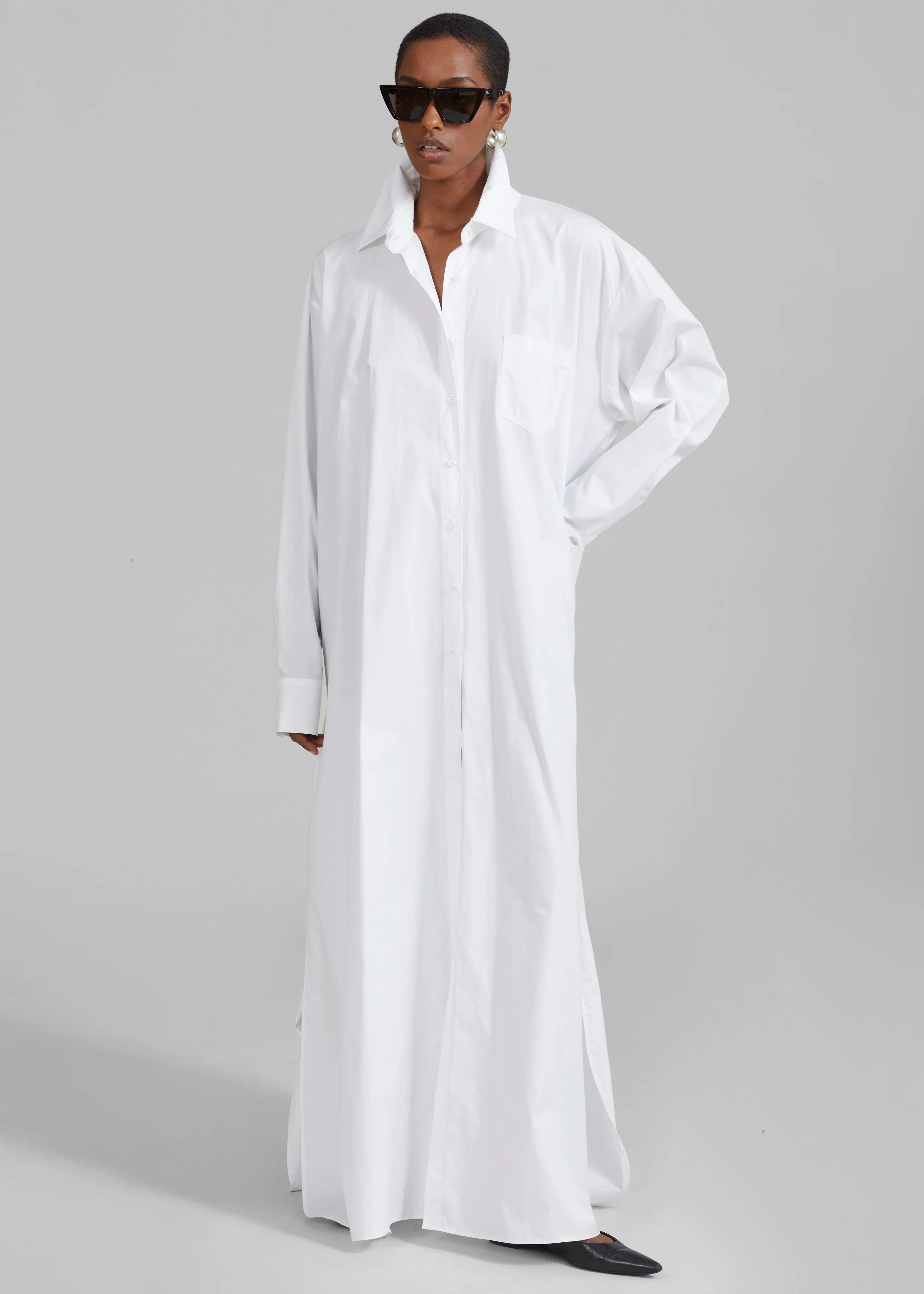 Oversized-Hemdblusenkleid mit Schlitz