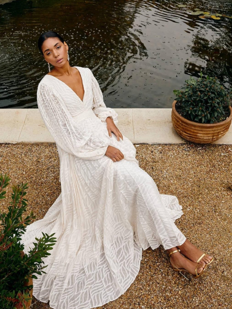 Allegory Elsa cremefarbenes Maxikleid