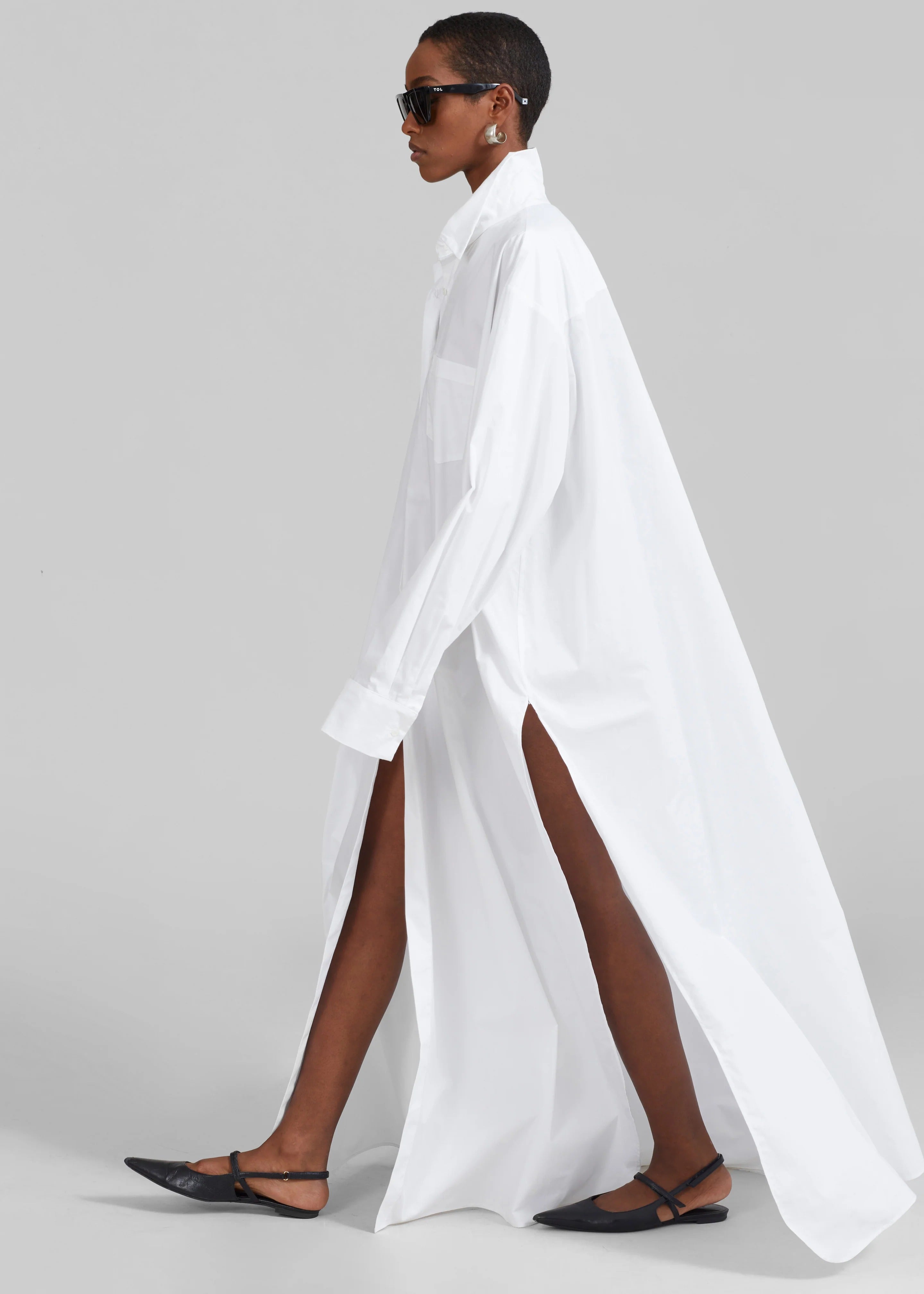 Oversized-Hemdblusenkleid mit Schlitz