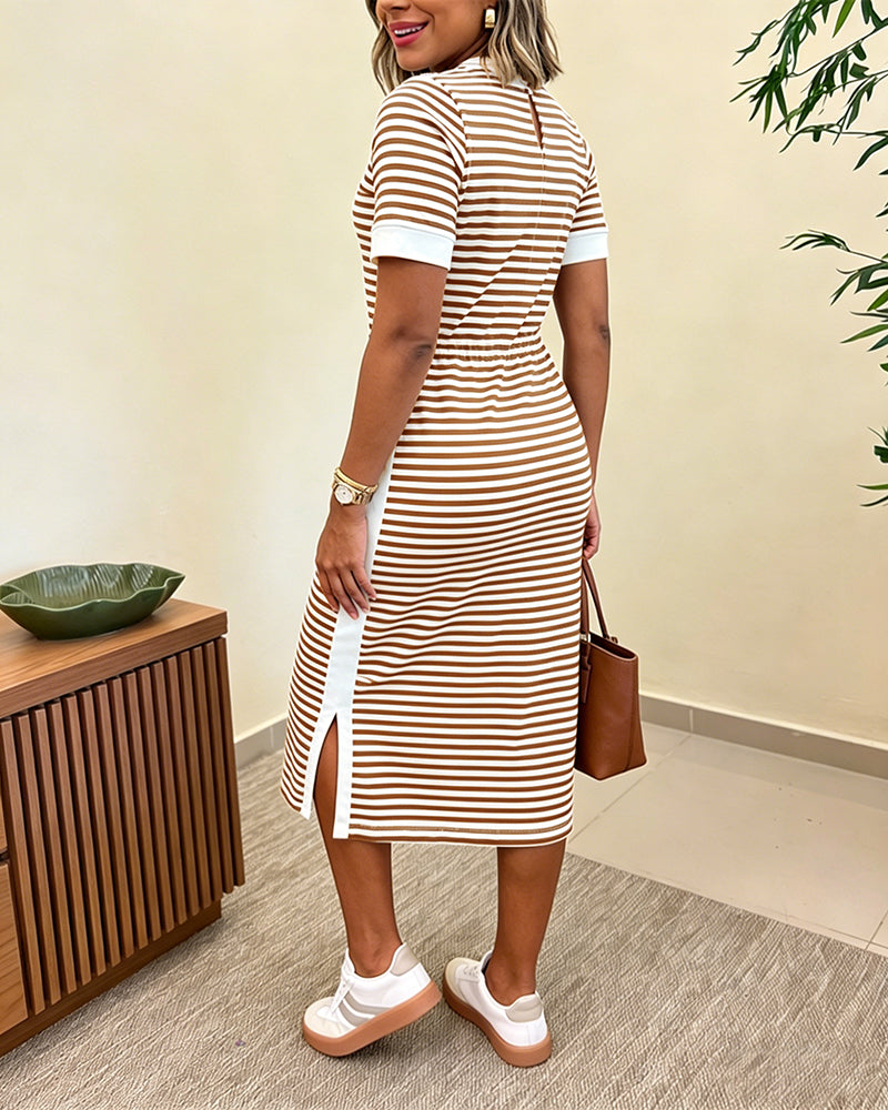 Riviera Striped Midi T-Shirt Dress