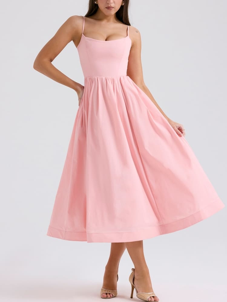 Rosenrotes Baumwoll-Korsett-Sommerkleid