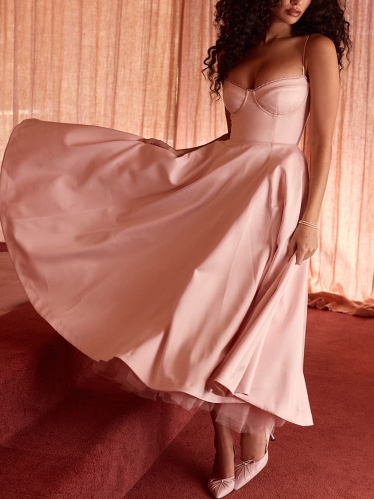 Ballerina-pinkfarbenes Midikleid