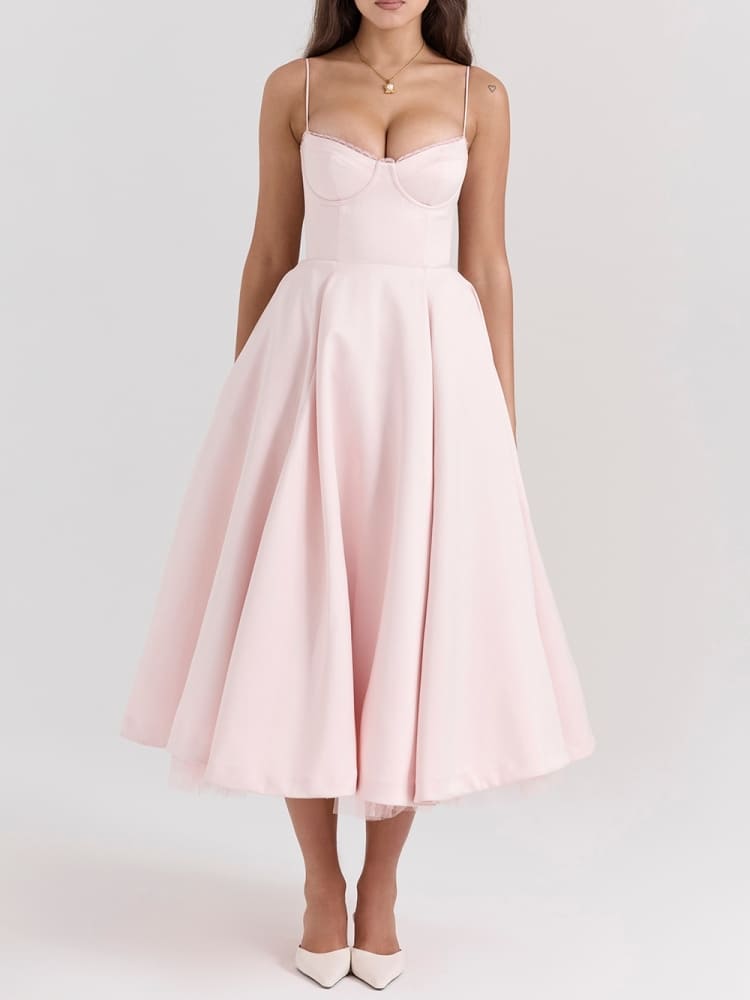 Ballerina-pinkfarbenes Midikleid