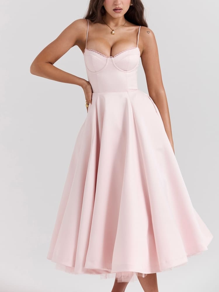 Ballerina-pinkfarbenes Midikleid