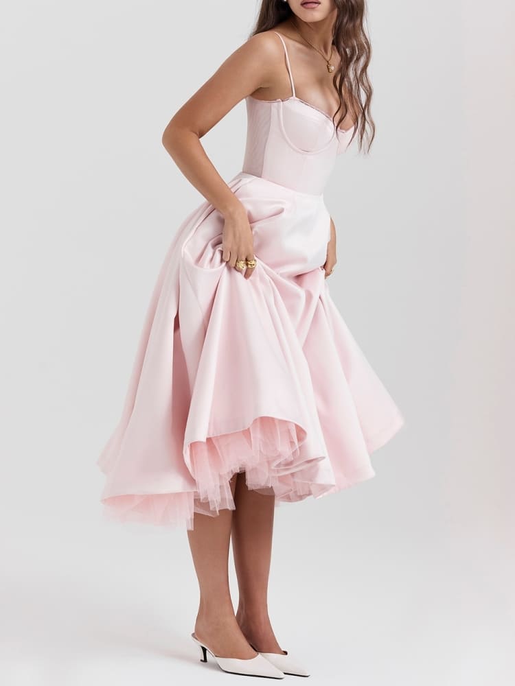 Ballerina-pinkfarbenes Midikleid