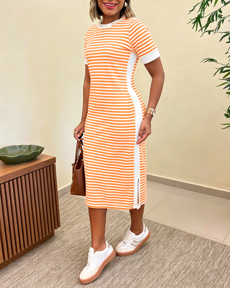 Riviera Striped Midi T-Shirt Dress