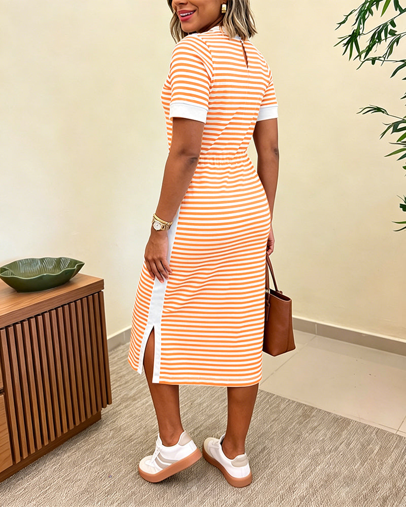 Riviera Striped Midi T-Shirt Dress