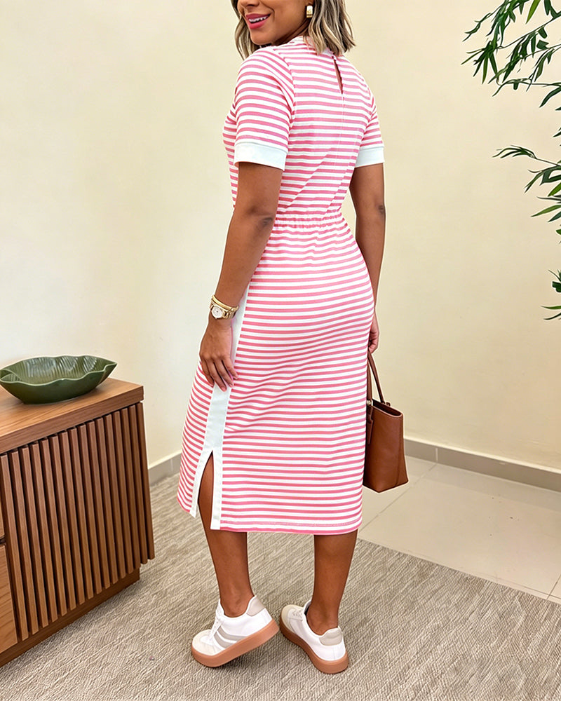 Riviera Striped Midi T-Shirt Dress