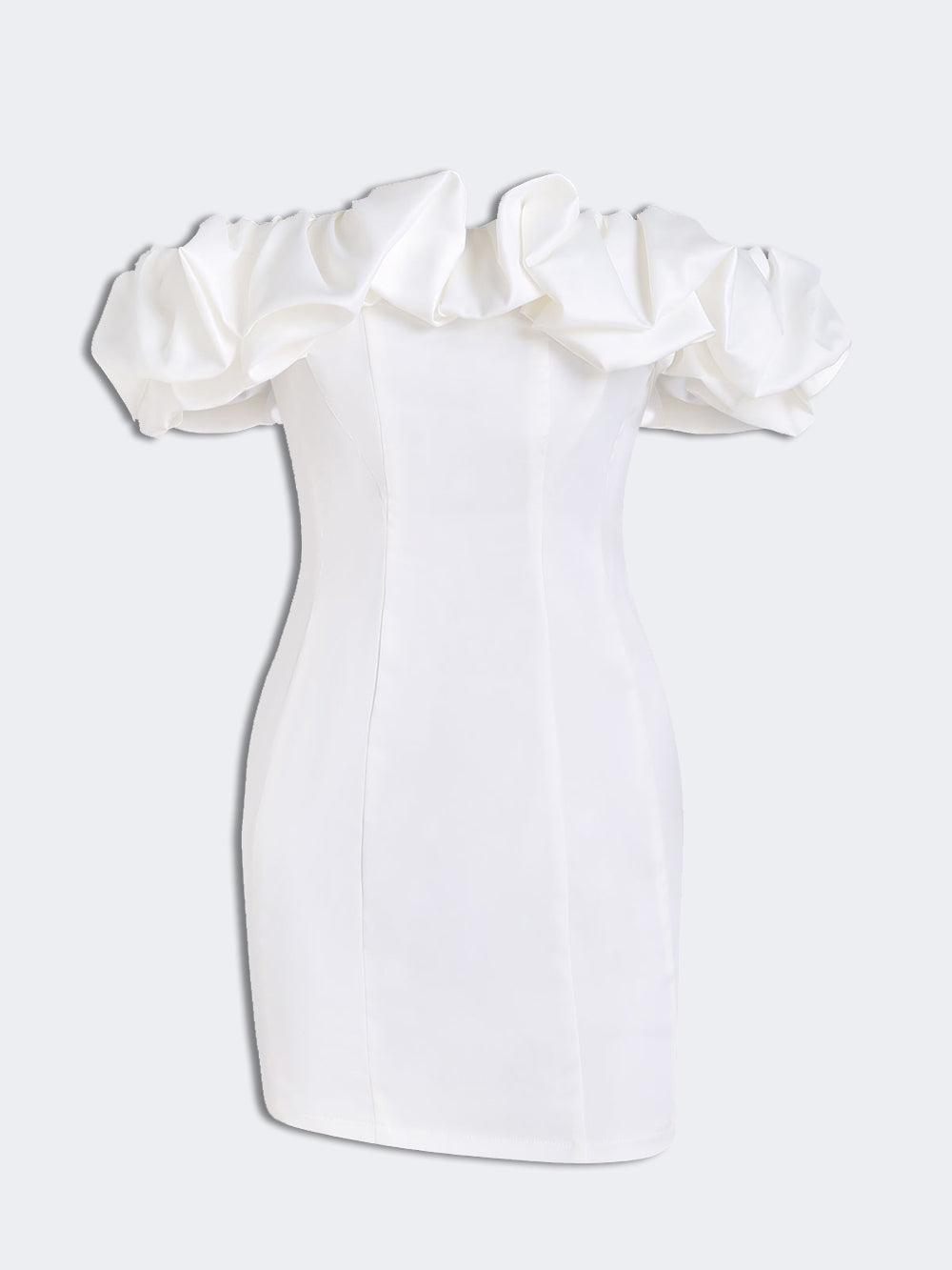 Trägerloses Satin-Minikleid mit Rüschen