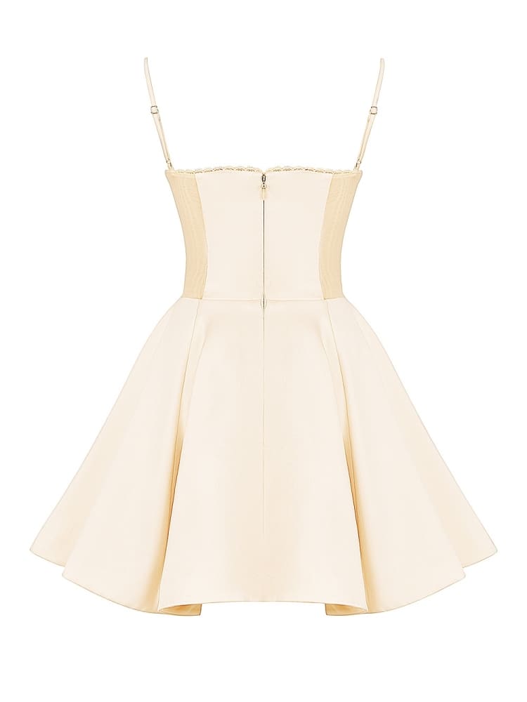 Vintage cremefarbenes Tüll-Minikleid