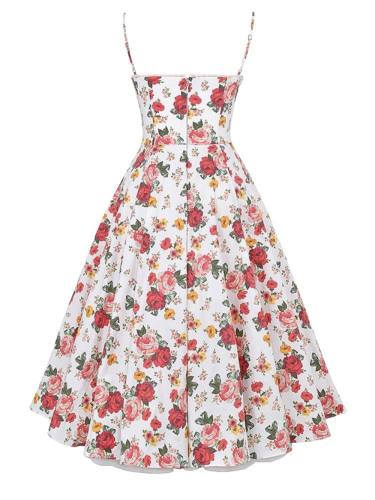Italienisches Rosenmuster Tüll Midikleid