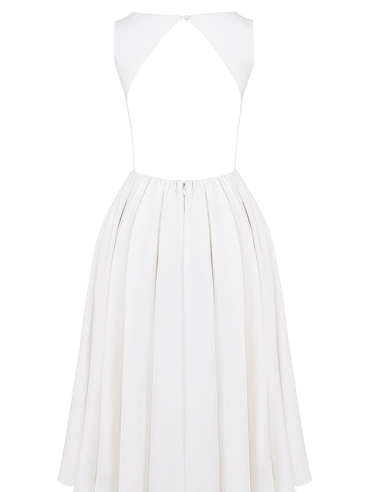 Weißes Twill-Midikleid mit Trägern