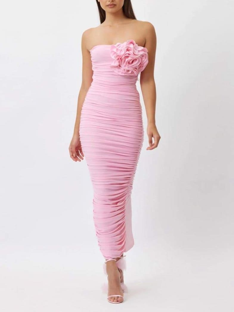 Trägerloses Midikleid „Tina Flower“