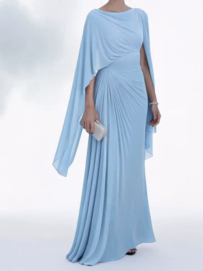 Elegantes Maxikleid mit fließenden Cape-Ärmeln
